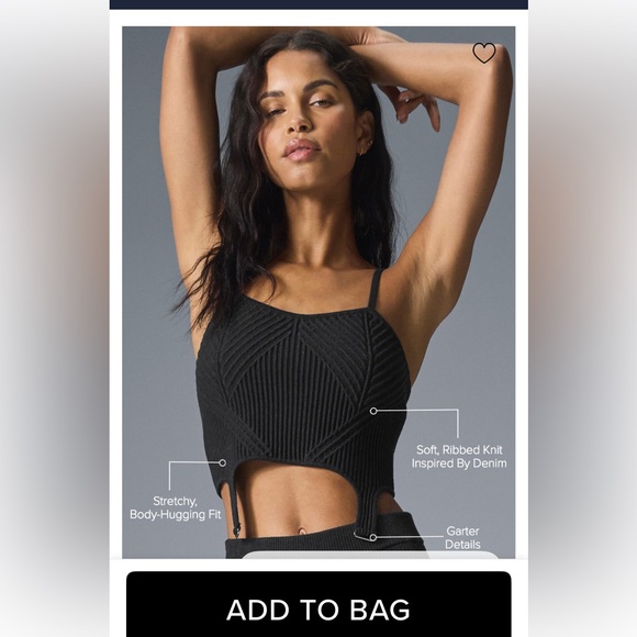 ALO Yoga Tops - ALO Yoga Denim Knit Garter Tank -
Black/Anthracite-XS-NWT